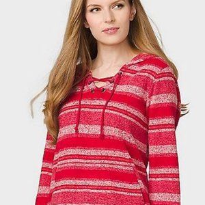 Soft & Cozy Lace Up Stripe Pullover Hoodie - NWT
